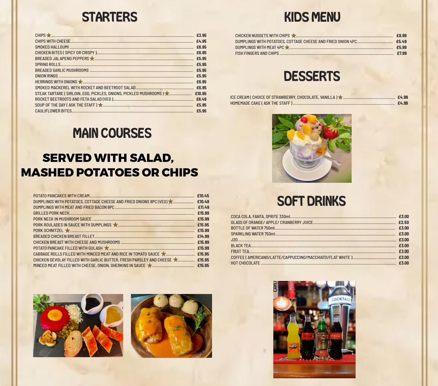 Belvedere Bar & Dining English Menu